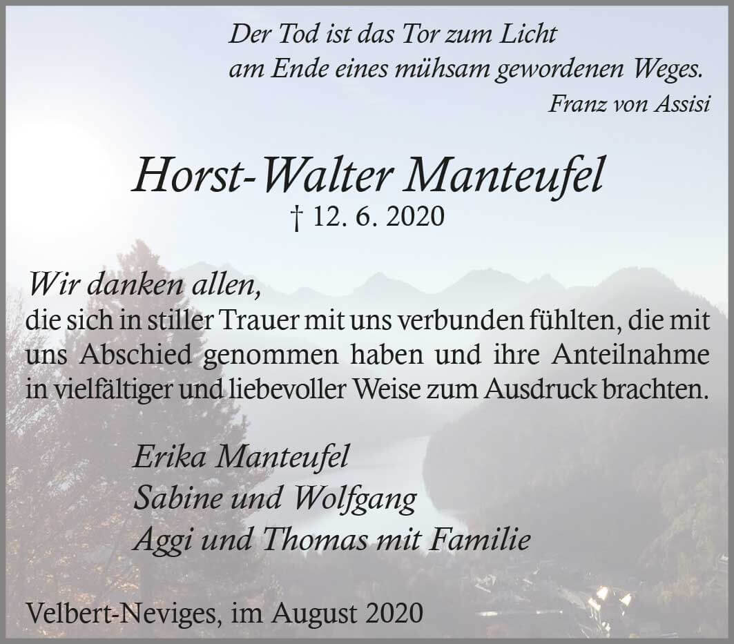 Horst-Walter Manteufel -Danksagung-