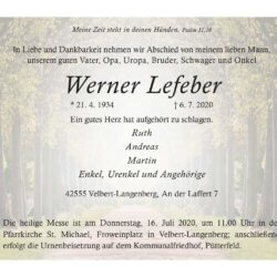 Werner Lefeber † 6. 7. 2020