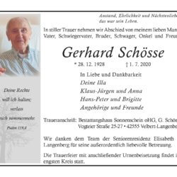 Gerhard Schösse † 1. 7. 2020