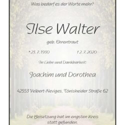 Ilse Walter † 2. 7. 2020
