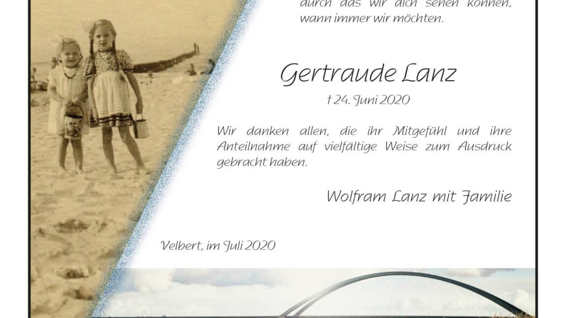 Gertraude Lanz -Danksagung-