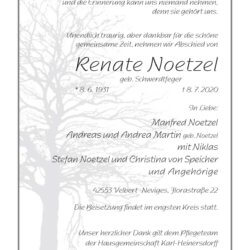 Renate Noetzel † 8. 7. 2020