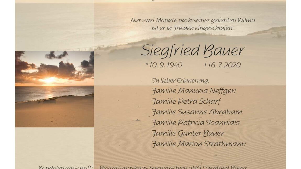 Siegfried Bauer † 16. 7. 2020