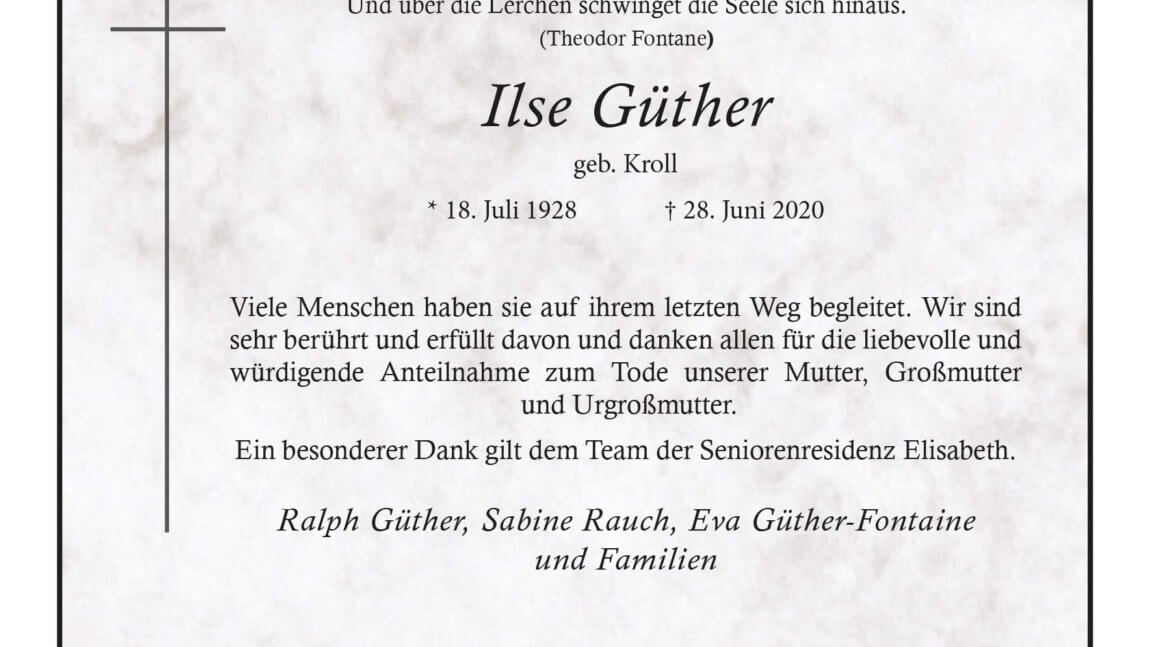 Ilse Güther † 28. 6. 2020