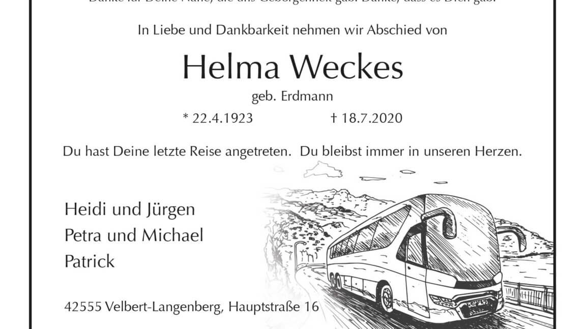 Helma Weckes † 18. 7. 2020