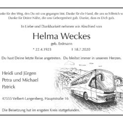 Helma Weckes † 18. 7. 2020