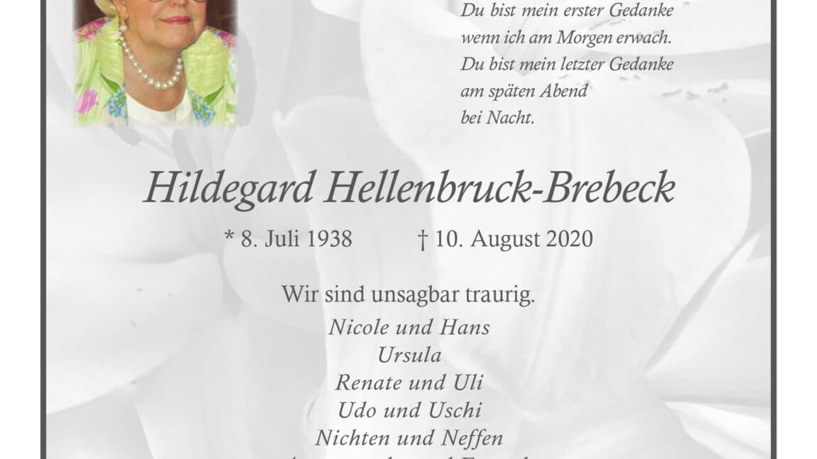 Hildegard Hellenbruck-Brebeck † 10. 08. 2020