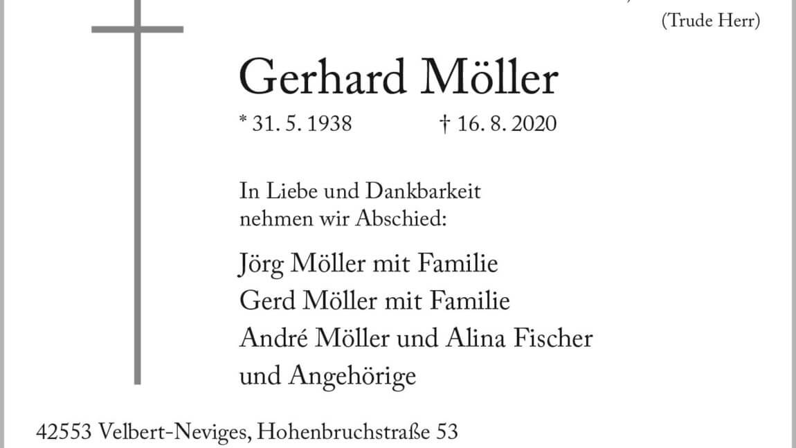 Gerhard Möller † 16. 8. 2020