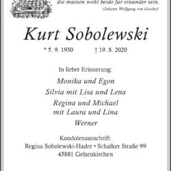 Kurt Sobolewski † 19. 8. 2020