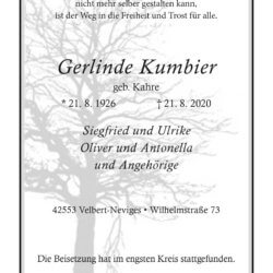 Gerlinde Kumbier † 21. 8. 2020