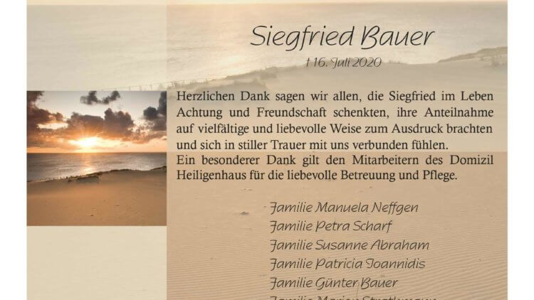 Siegfried Bauer -Danksagung-