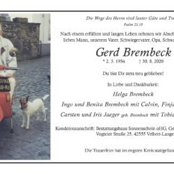 Gerd Brembeck † 30. 8. 2020