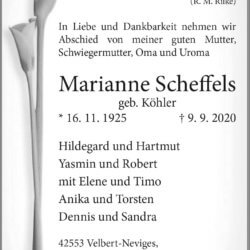 Marianne Scheffels † 9. 9. 2020