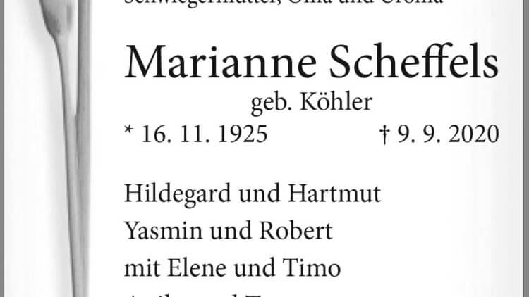 Marianne Scheffels † 9. 9. 2020