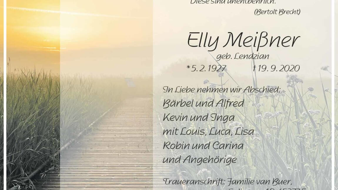 Elly Meißner † 19. 9. 2020