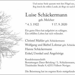 Luise Schäckermann † 17. 9. 2020