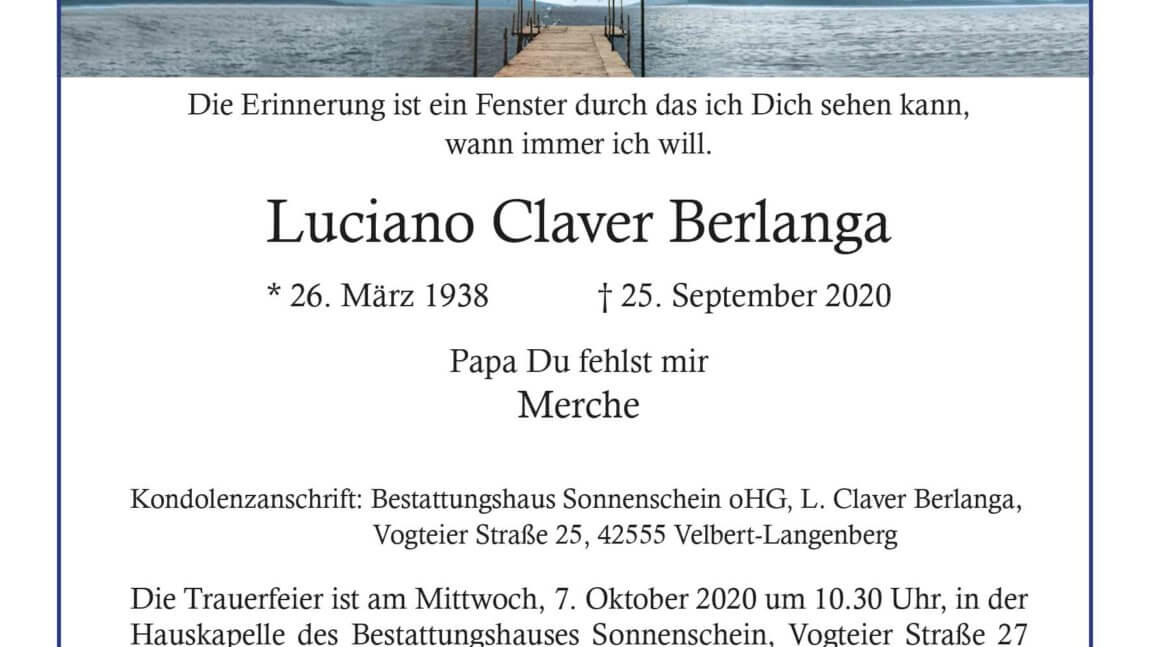 Luciano Claver Berlanga † 25. 9. 2020