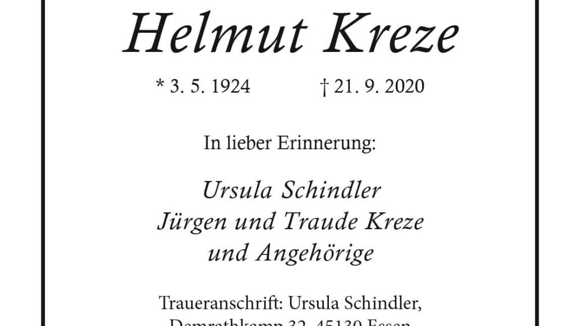 Helmut Kreze † 21. 9. 2020