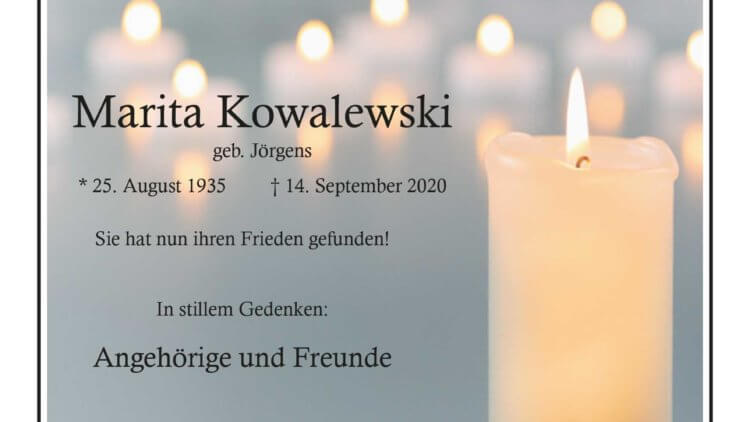 Marita Kowalewski † 14. 9. 2020