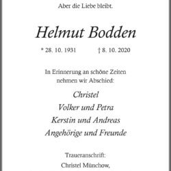 Helmut Bodden † 8. 10. 2020