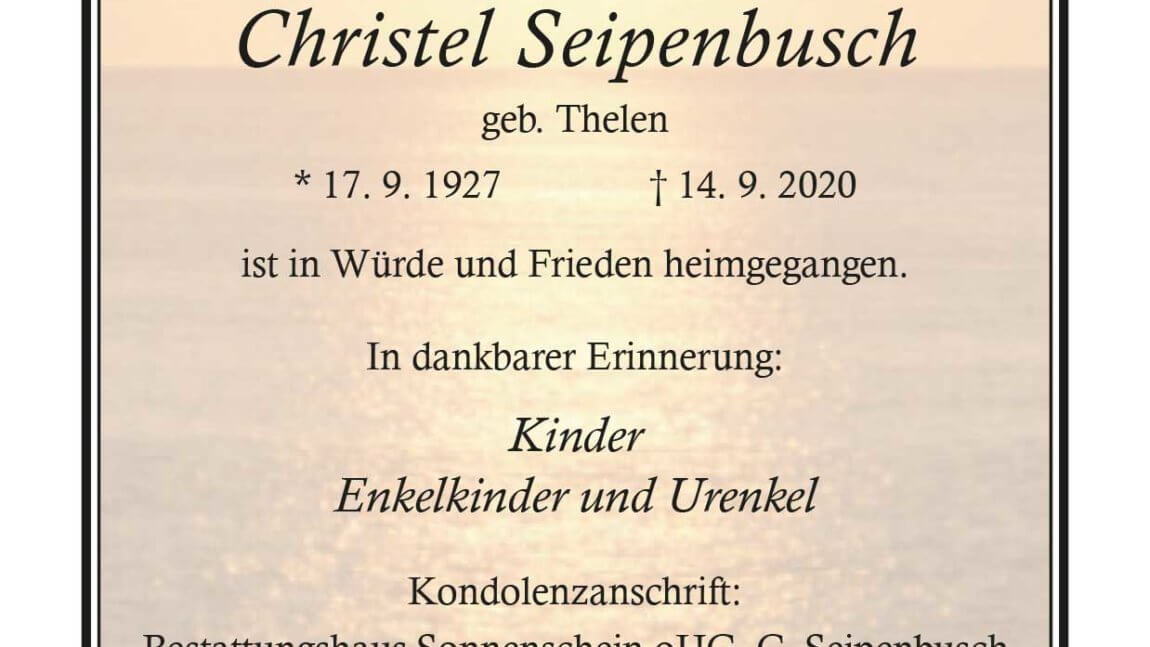 Christel Seipenbusch † 14. 9. 2020