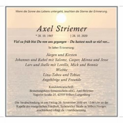 Axel Striemer † 28. 10. 2020