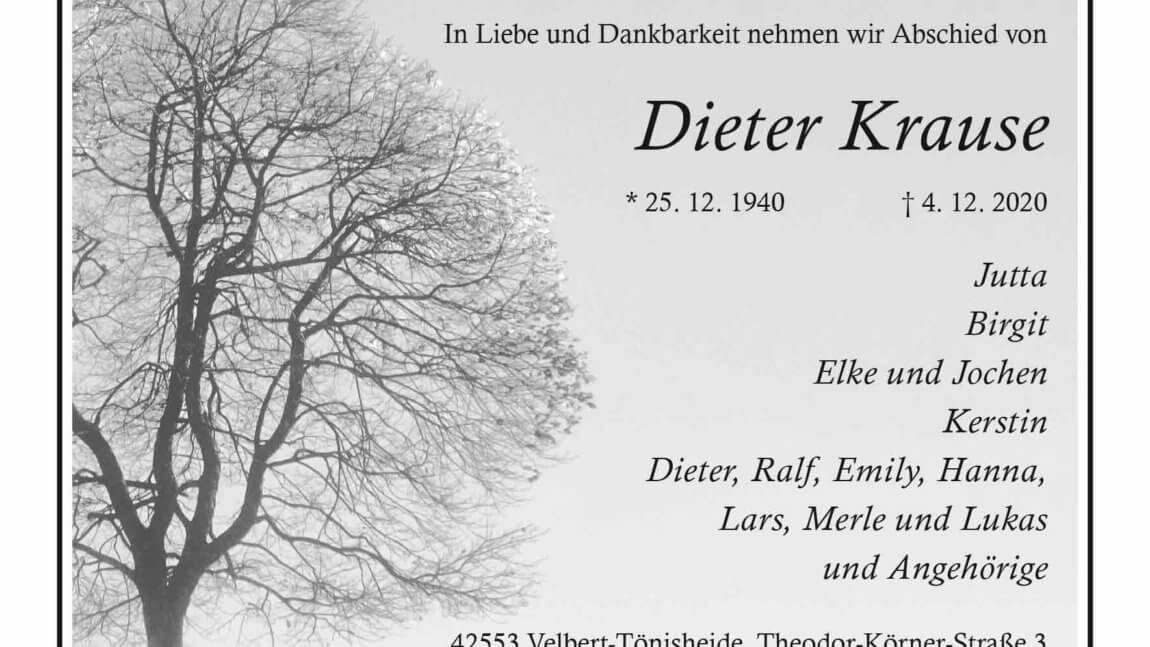 Dieter Krause † 4. 12. 2020