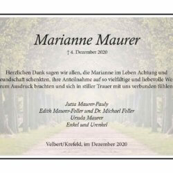 Marianne Maurer -Danksagung-