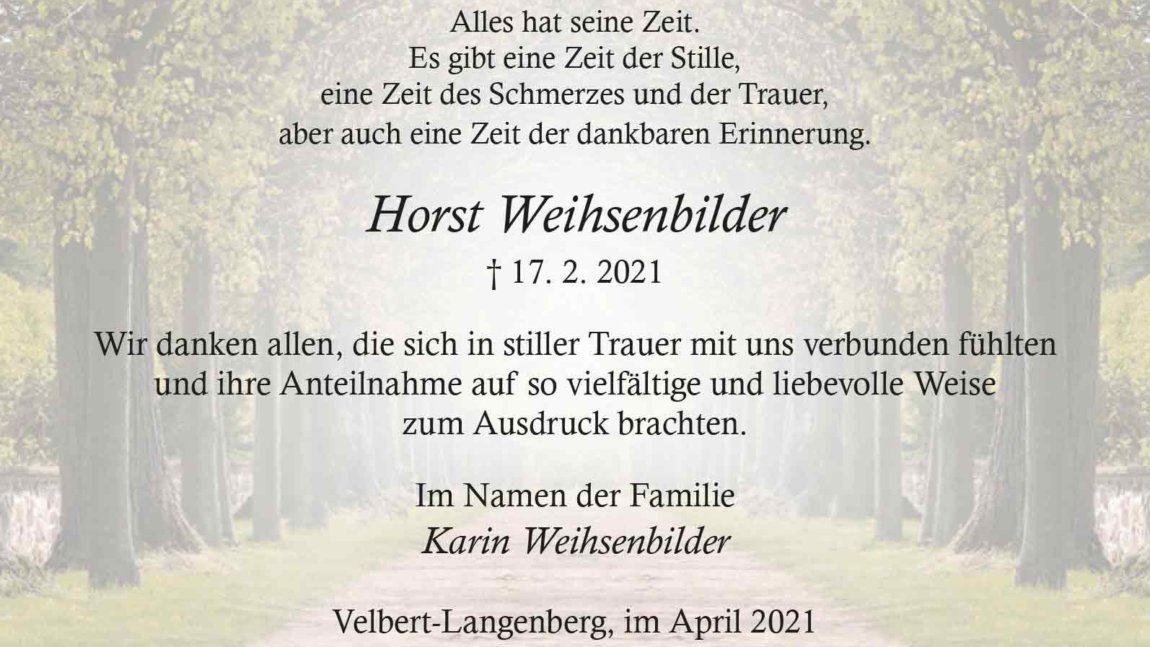 Horst Weihsenbilder -Danksagung-