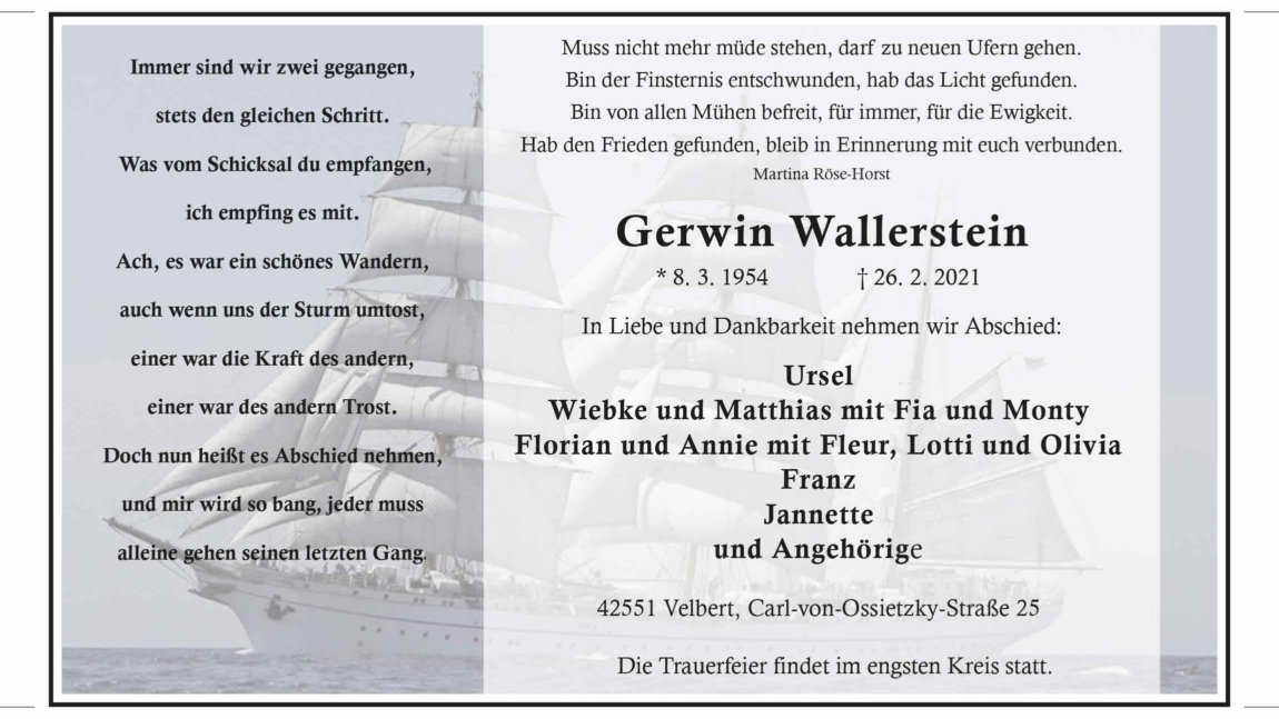 Gerwin Wallerstein † 26. 2. 2021
