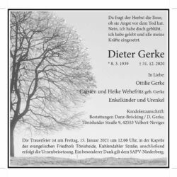 Dieter Gerke † 31. 12. 2020