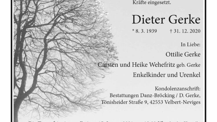 Dieter Gerke † 31. 12. 2020