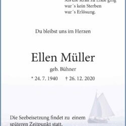 Ellen Müller † 26. 12. 2020