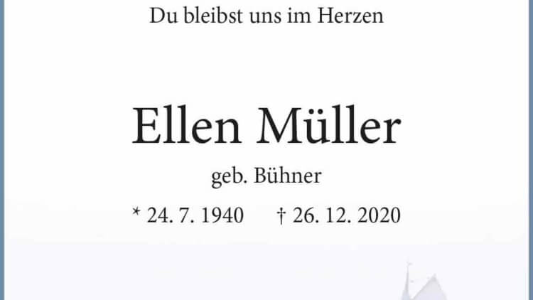 Ellen Müller † 26. 12. 2020