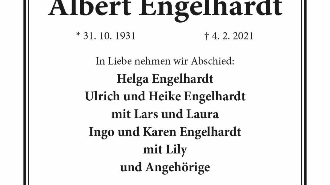 Albert Engelhardt † 4. 2. 2021