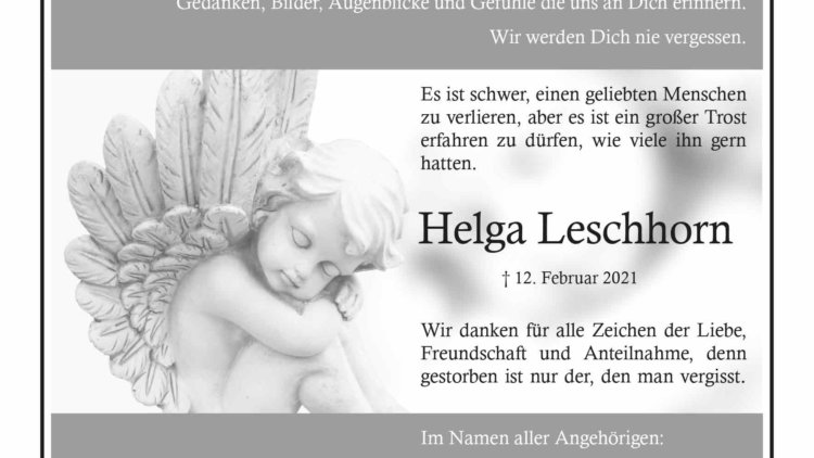 Helga Leschhorn -Danksagung-
