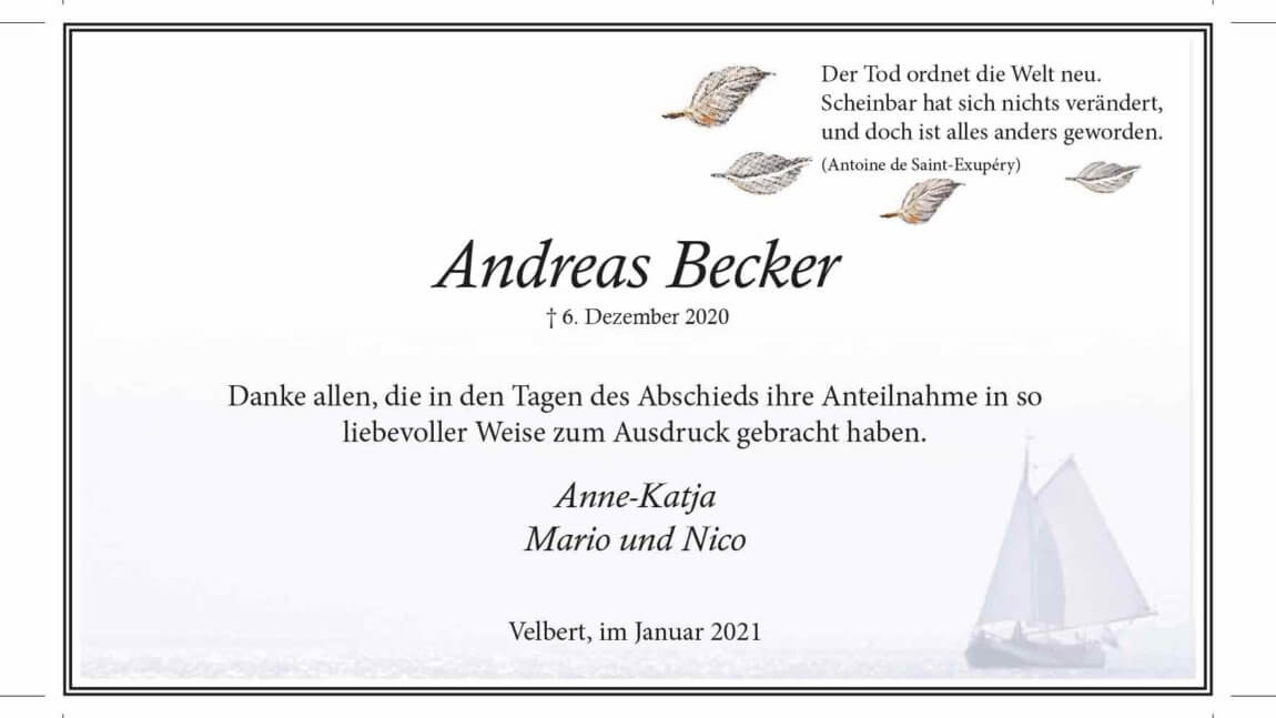 Andreas Becker -Danksagung-