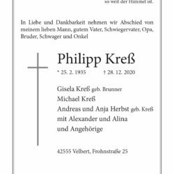 Philipp Kreß † 28. 12. 2020