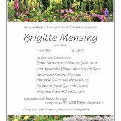 Brigitte Mensing † 6. 1. 2021