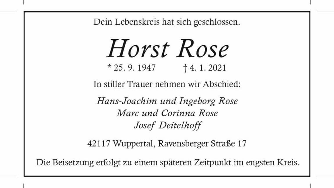 Horst Rose † 4. 1. 2021