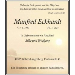 Manfred Eckhardt † 3. 1. 2021