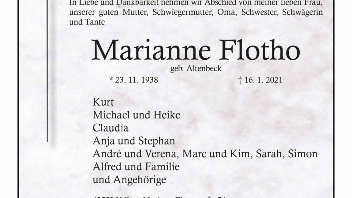 Marianne Flotho † 16. 1. 2021