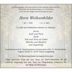 Horst Weihsenbilder † 17. 2. 2021