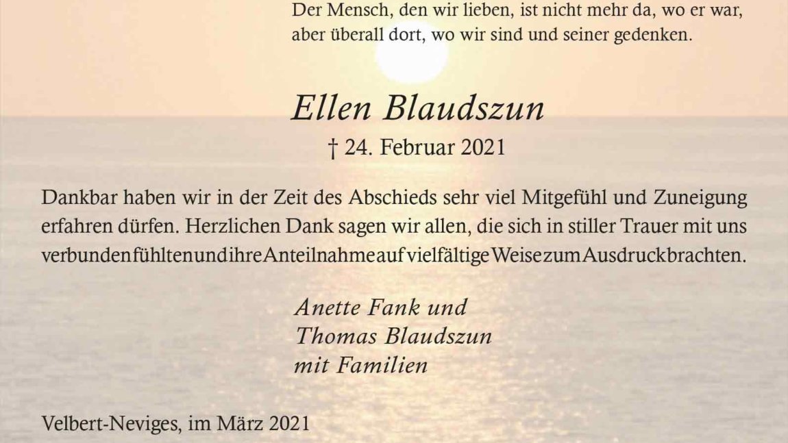 Ellen Blaudszun -Danksagung-