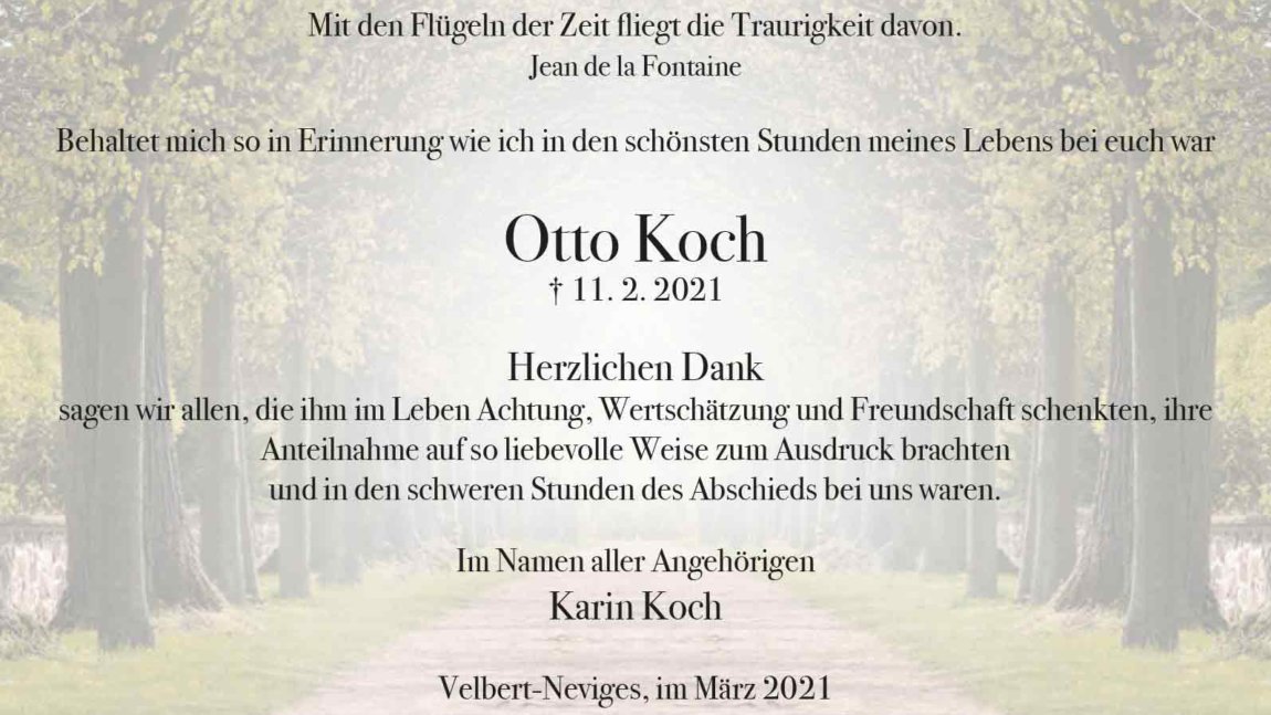 Otto Koch -Danksagungen-