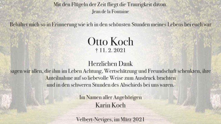 Otto Koch -Danksagungen-