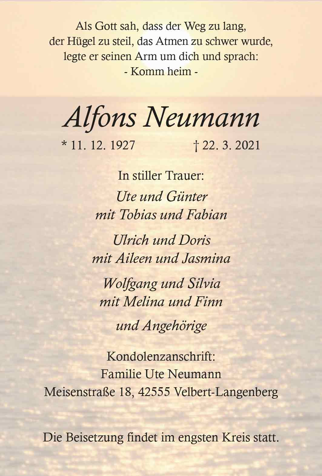 Alfons Neumann † 22. 3. 2021