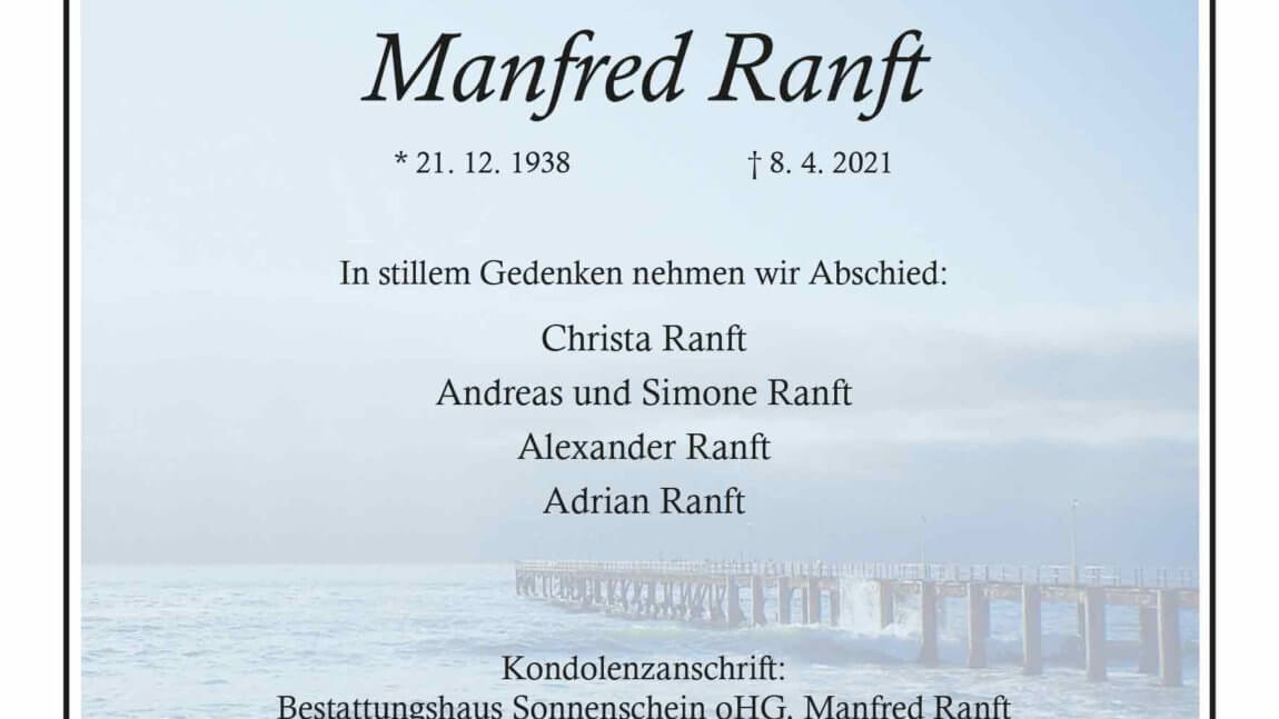 Manfred Ranft † 8. 4. 2021