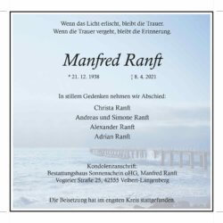 Manfred Ranft † 8. 4. 2021