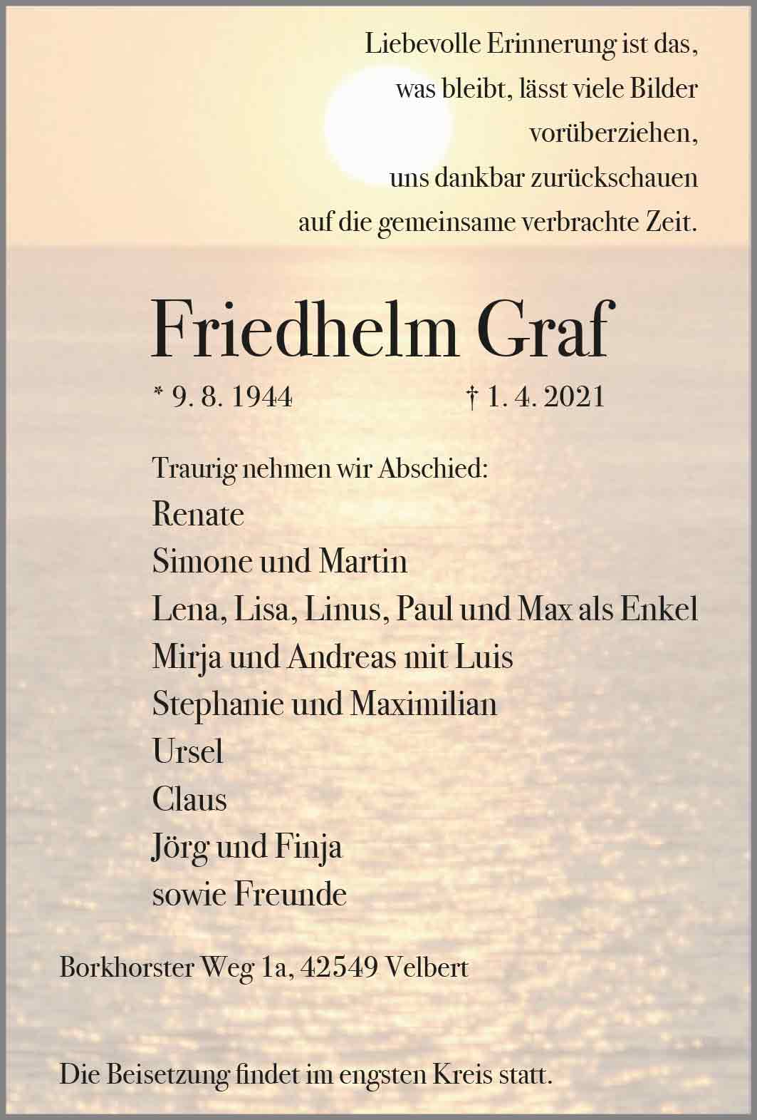 Friedhelm Graf † 1. 4. 2021